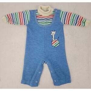 Vintage Health-Tex Girl's Size 12 Months One Piece Giraffe Romper 1970's - 80's